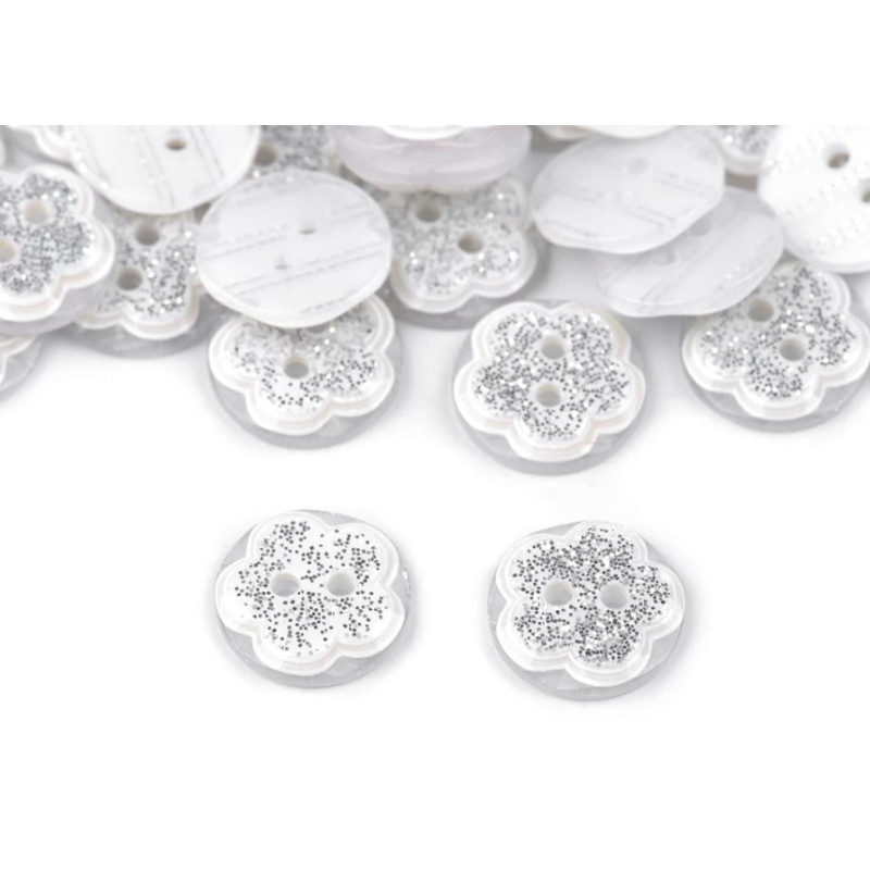 Roža z bleščicami 13MM SILVER