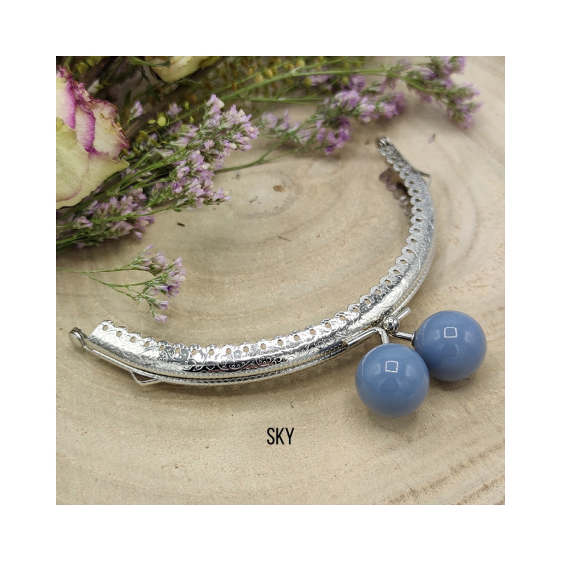 KOVINSKO ZAPIRALO POLKROŽNO - Z BARVNO KROGLICO, 12,5cm SILVER