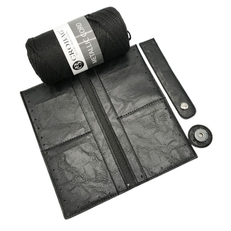 KOMPLET ZA IZDELAVO DENARNICE black / mettalic cord black