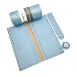 KOMPLET ZA IZDELAVO DENARNICE blue cloud / mettalic cord light blue