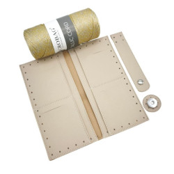 KOMPLET ZA IZDELAVO DENARNICE almond milk / mettalic cord flax
