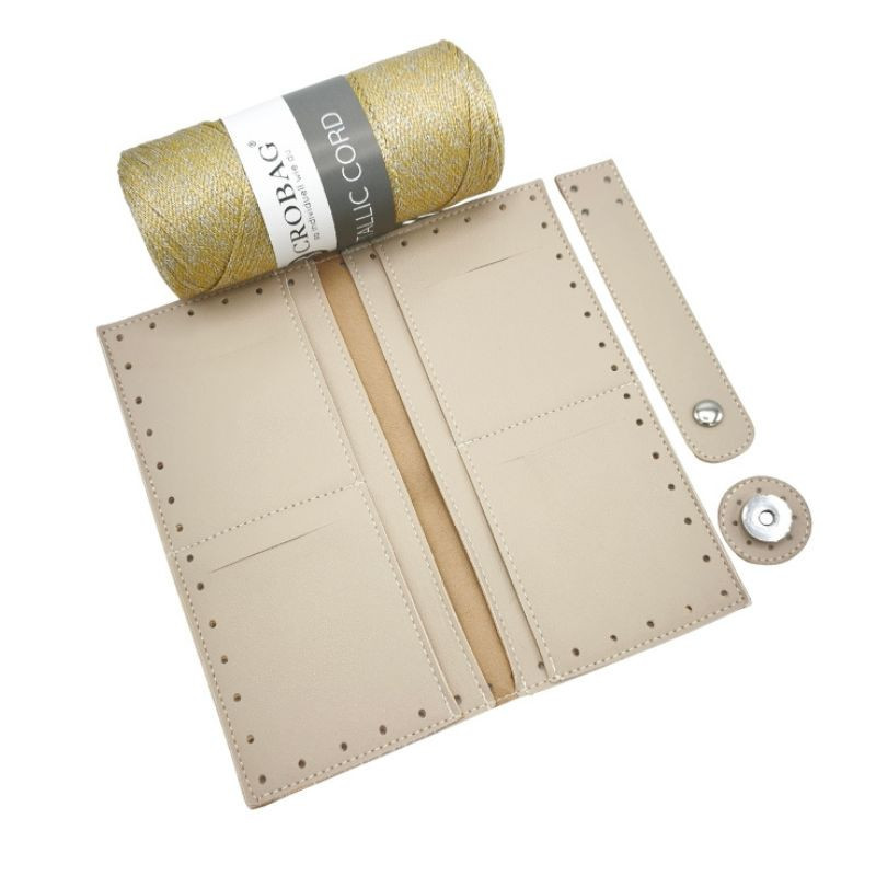 KOMPLET ZA IZDELAVO DENARNICE almond milk / mettalic cord flax